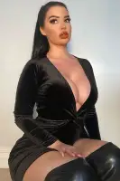Sexy Black Sugar Velvet Mini Dress - Knot Waist V-Neck Long Sleeve Party Dress(Black,XS)